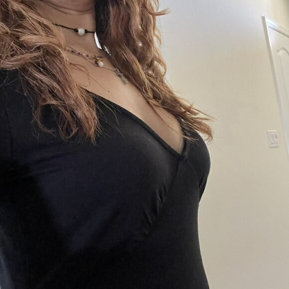 BP long sleeve mini dress Black XXSMALL V neck Flattering - Picture 5 of 12